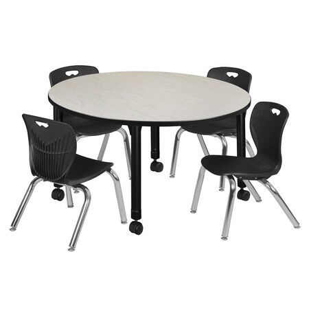 Regency Tables > Height Adjustable > Round Mobile Table & Chair Sets, 48 W, 48 L, 23-34 H, Maple TB48RNDPLAPCBK45BK